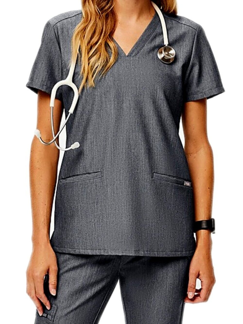 Figs Scrubs Women’s Top Casma Three Pocket Scrub Top Shirt Graphite size XL